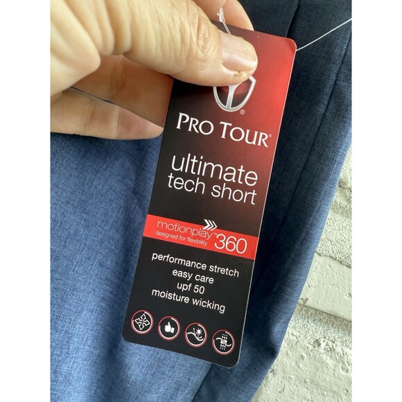 NWT Pro Tour Golf Shorts Motionplay 360 Comfort Stretch Tech Shorts Sz 40 Navy - Picture 2 of 7